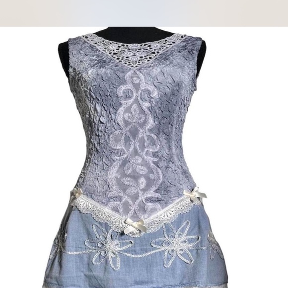 vintage rococo marie antoinette coquette sleeveless dress - Picture 2 of 8